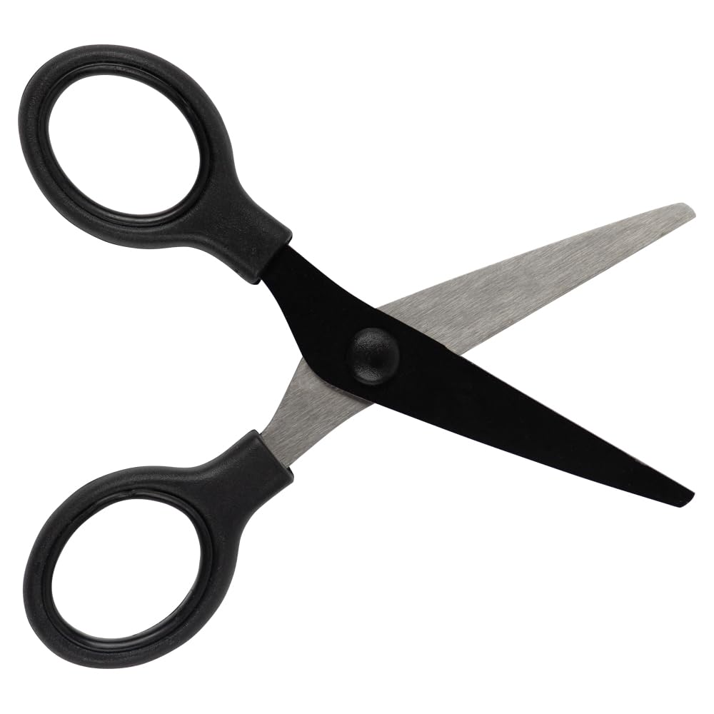 JAM Paper Mini Scissors – 5-Inch Black, Soft Grip & Stainless Steel Blades
