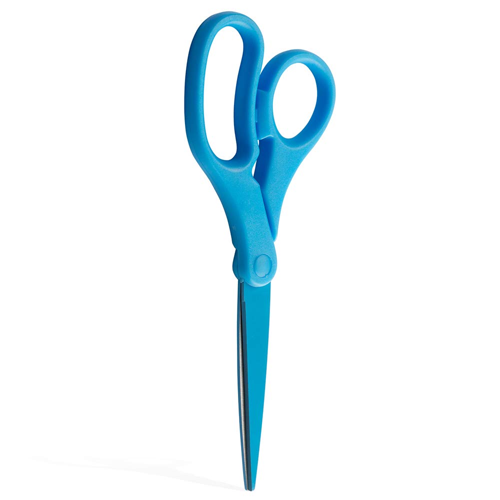 JAM Paper 8-Inch Precision Scissors - Blue, Ergonomic Handle, Stainless Steel Blades | Multi-Purpose