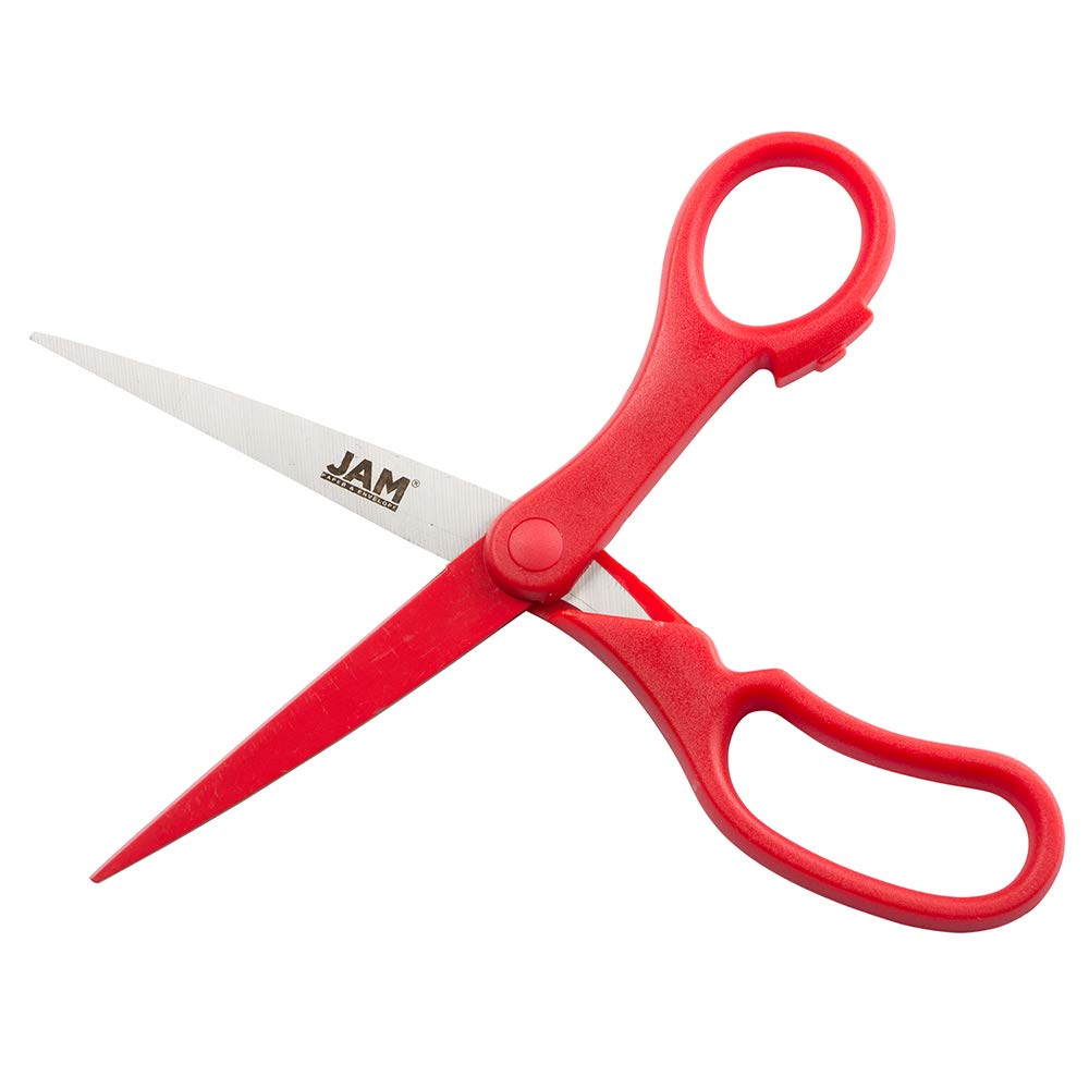 JAM Paper 8-Inch Red Multi-Purpose Precision Scissors | Ergonomic Handle, Stainless Steel Blades