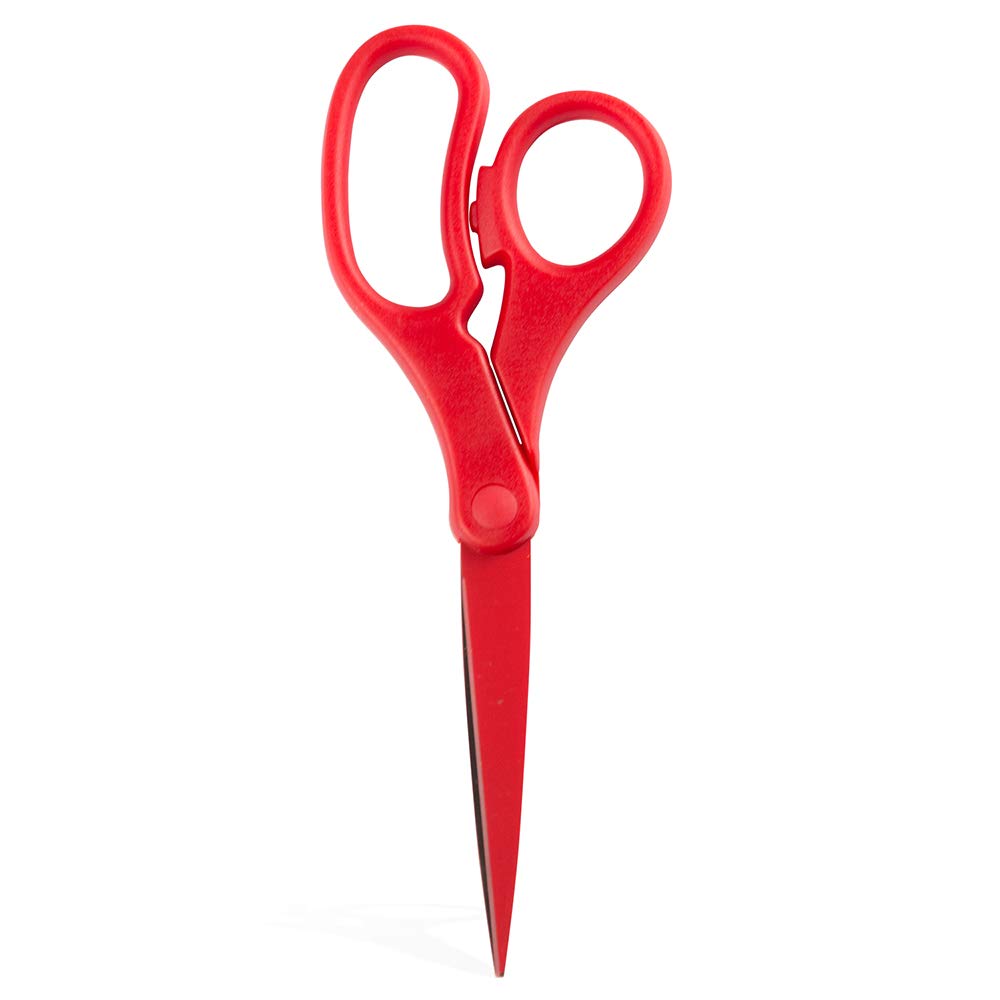 JAM Paper 8-Inch Red Multi-Purpose Precision Scissors | Ergonomic Handle, Stainless Steel Blades