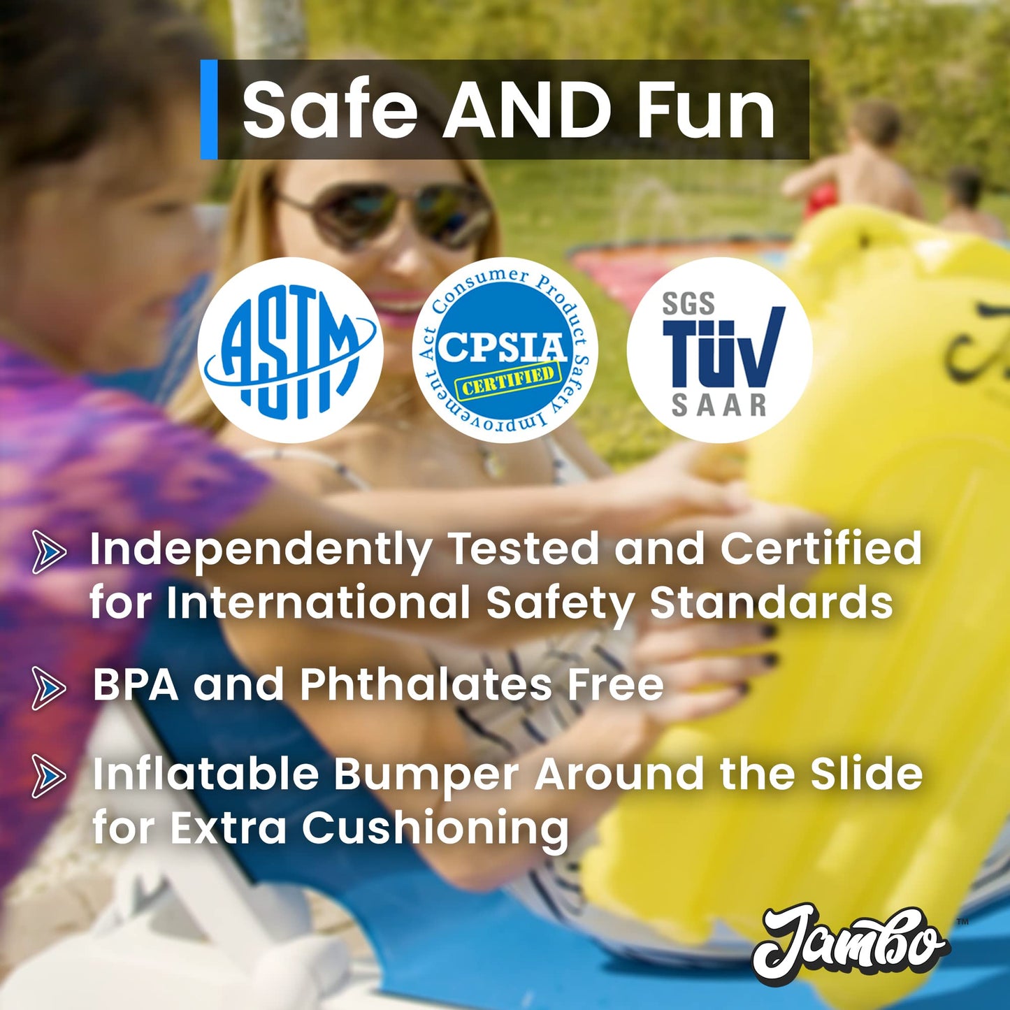 JAMBO Premium Triple Water Slide – 20ft Slip & Splash with 3 Bodyboards