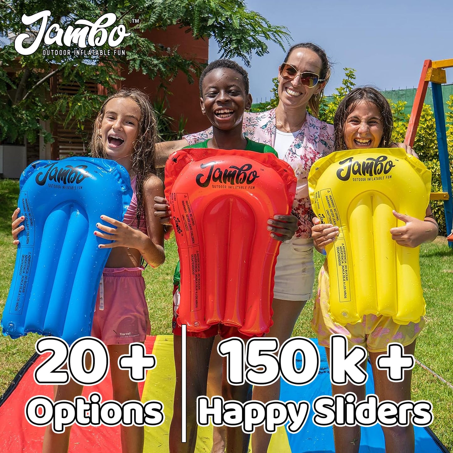 JAMBO Premium Triple Water Slide – 20ft Slip & Splash with 3 Bodyboards