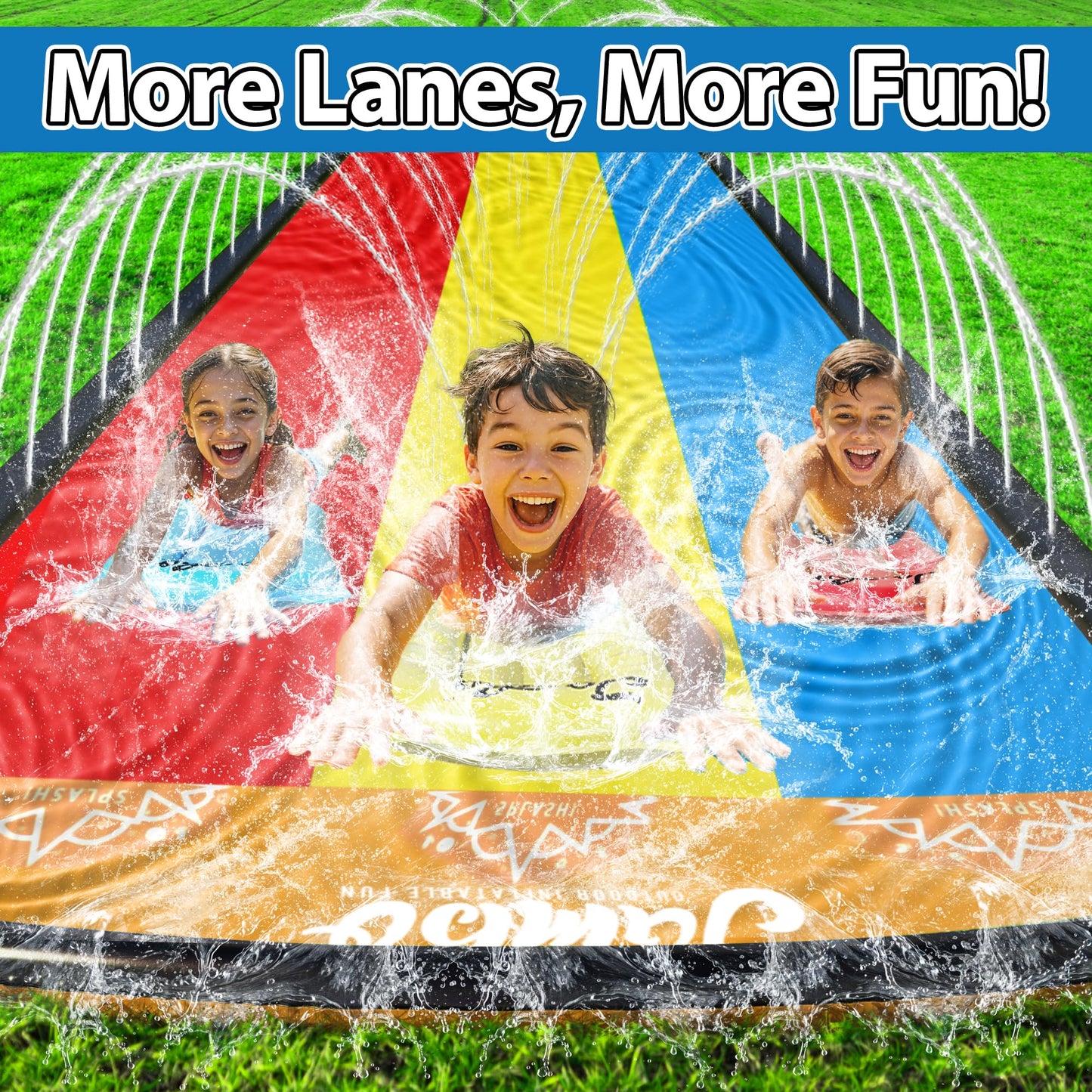 JAMBO Premium Triple Water Slide – 20ft Slip & Splash with 3 Bodyboards
