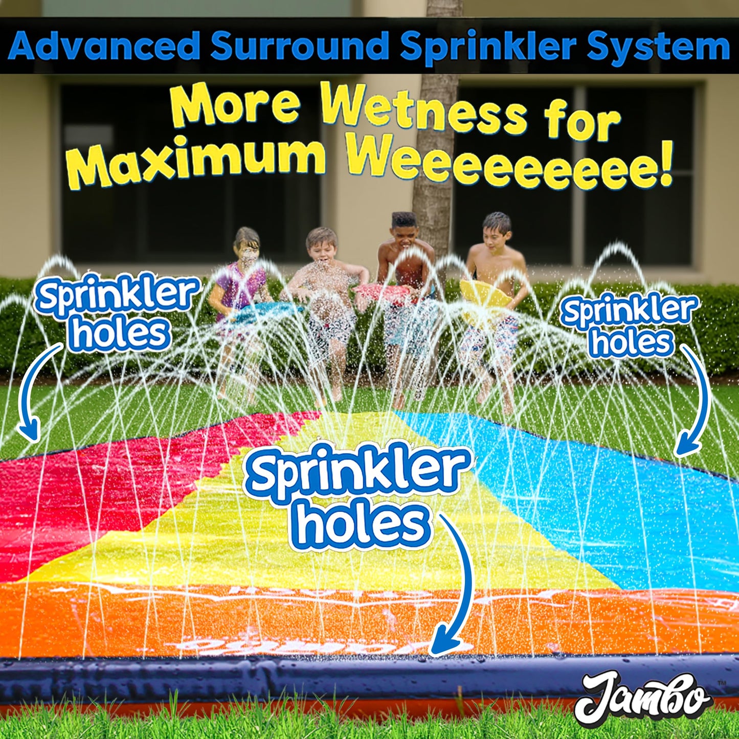 JAMBO Premium Triple Water Slide – 20ft Slip & Splash with 3 Bodyboards