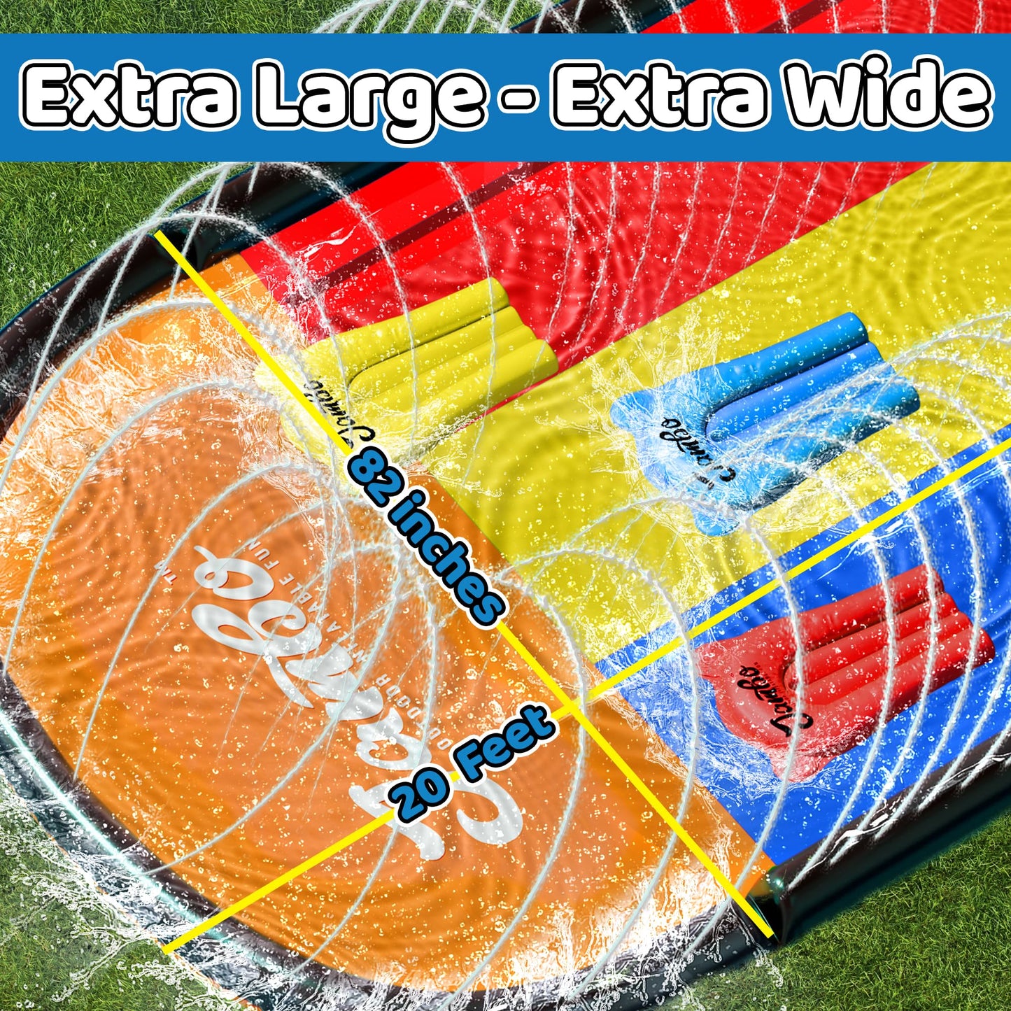 JAMBO Premium Triple Water Slide – 20ft Slip & Splash with 3 Bodyboards