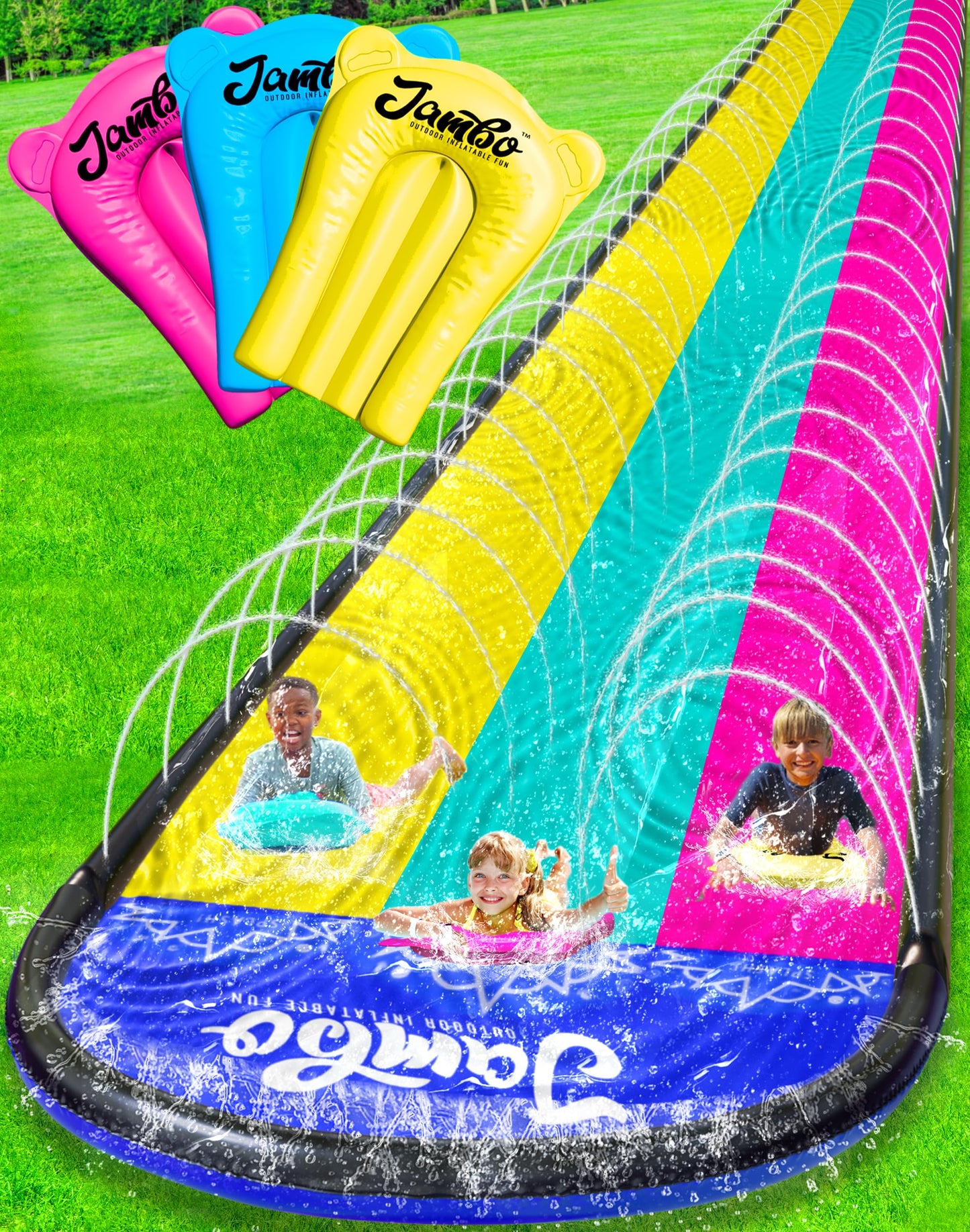 JAMBO XL 20Ft Premium Slip Splash & Slide – 3-Lane Backyard Water Park