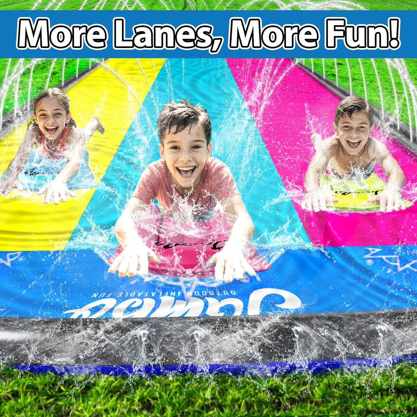 JAMBO XL 20Ft Premium Slip Splash & Slide – 3-Lane Backyard Water Park
