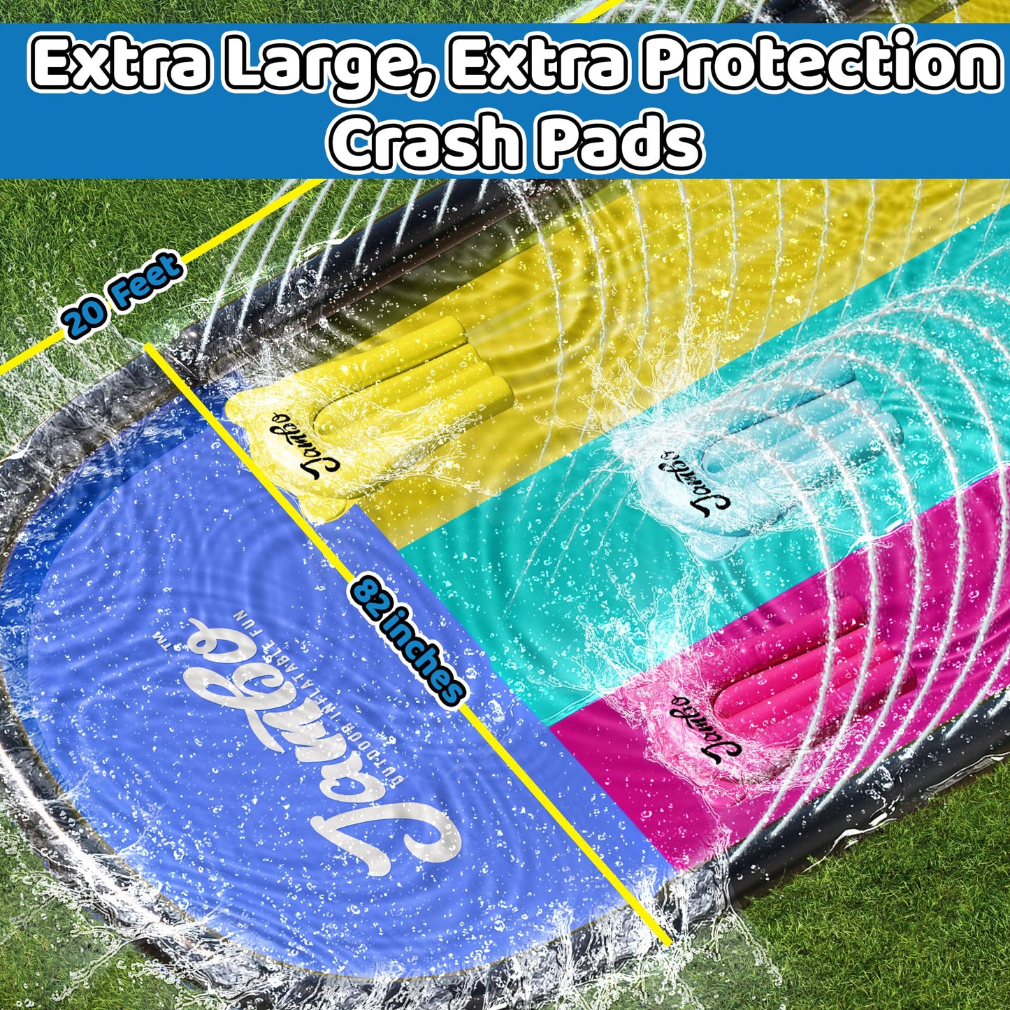 JAMBO XL 20Ft Premium Slip Splash & Slide – 3-Lane Backyard Water Park