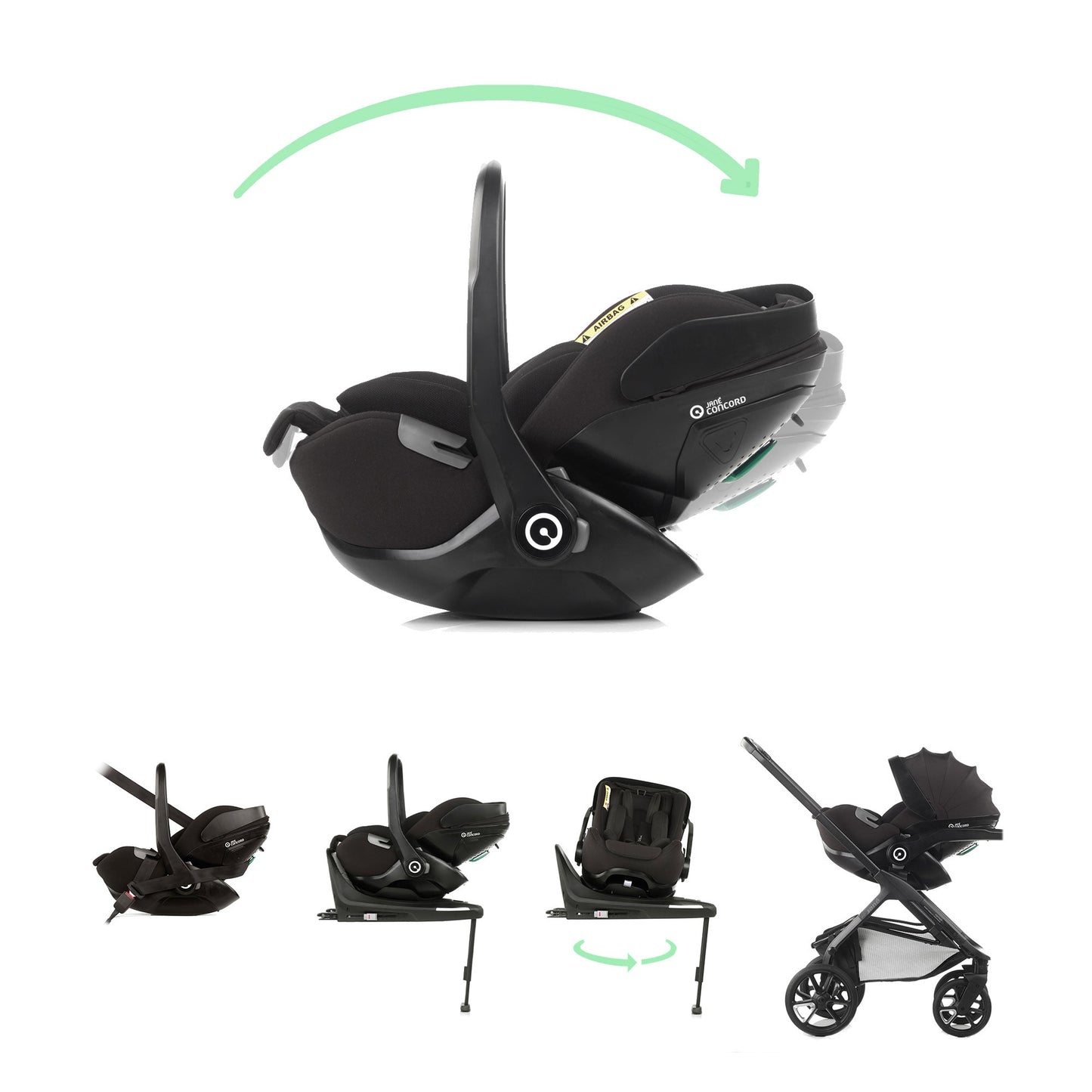 Jane Kombibaby 360 Lie-Flat Infant Car Seat, i-Size 40-87 cm, 0-18m