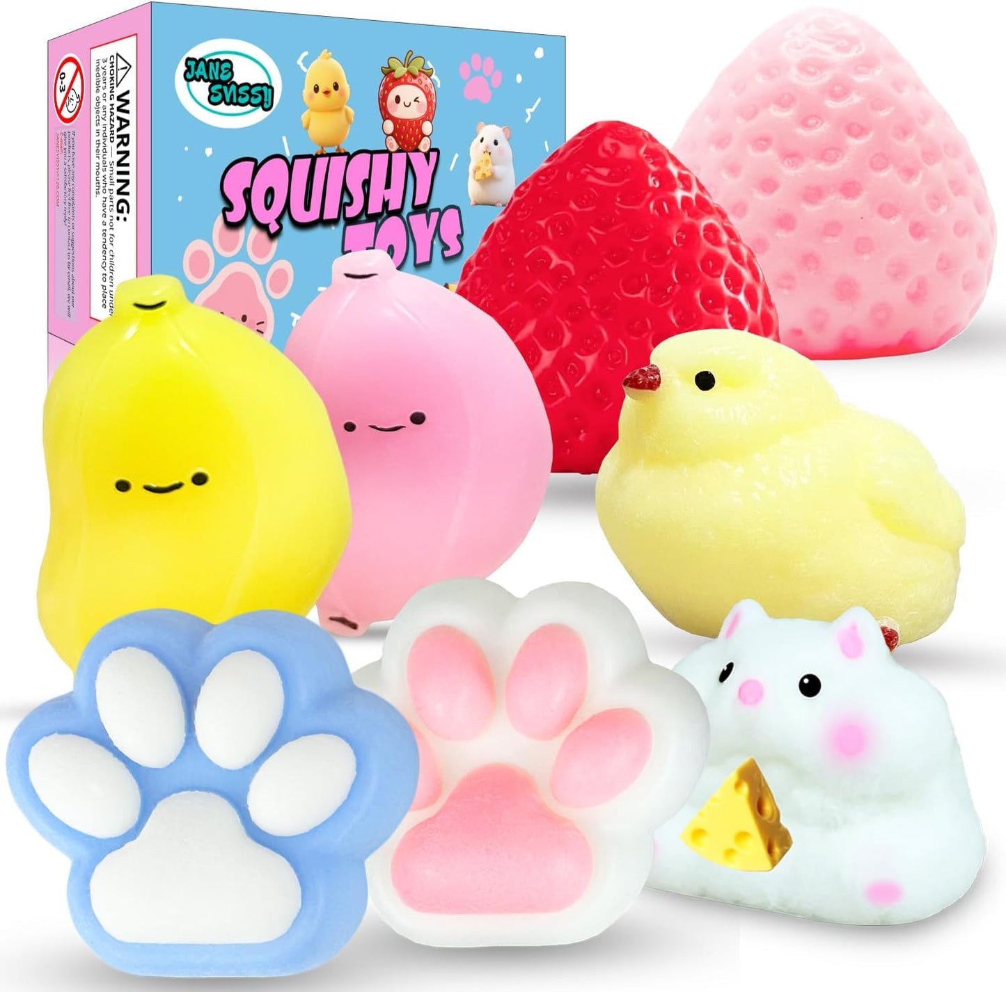 JANESVISSY 8 Pcs Taba Squishies Pack – Colorful Silicone Fidget Toys for Kids & Party Favors