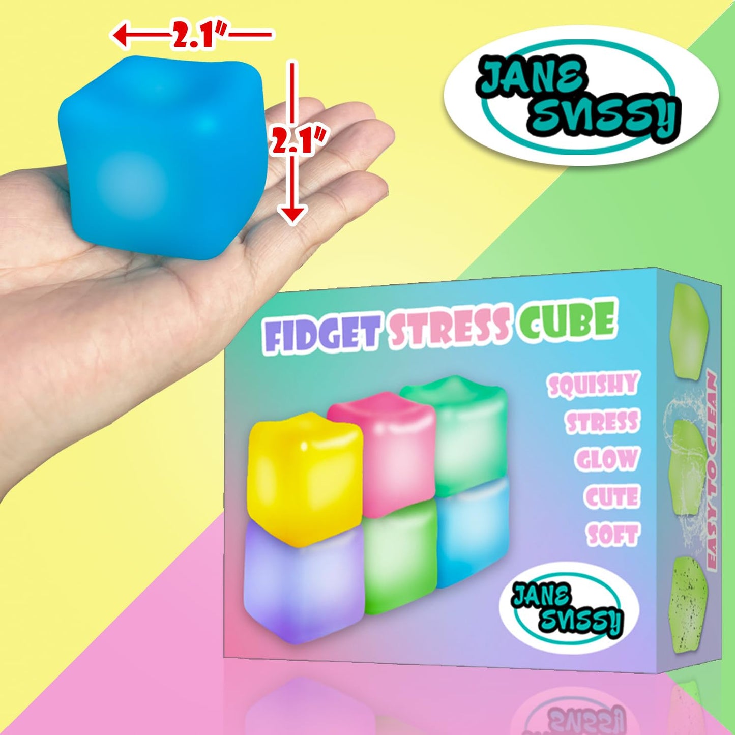 JANESVISSY 6Pcs Glow-in-the-Dark Stress Cube – High-Density Fidget Toys
