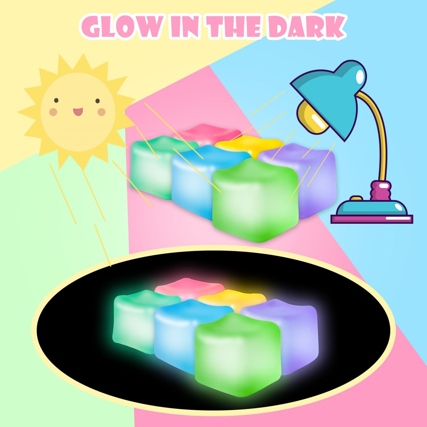 JANESVISSY 6Pcs Glow-in-the-Dark Stress Cube – High-Density Fidget Toys