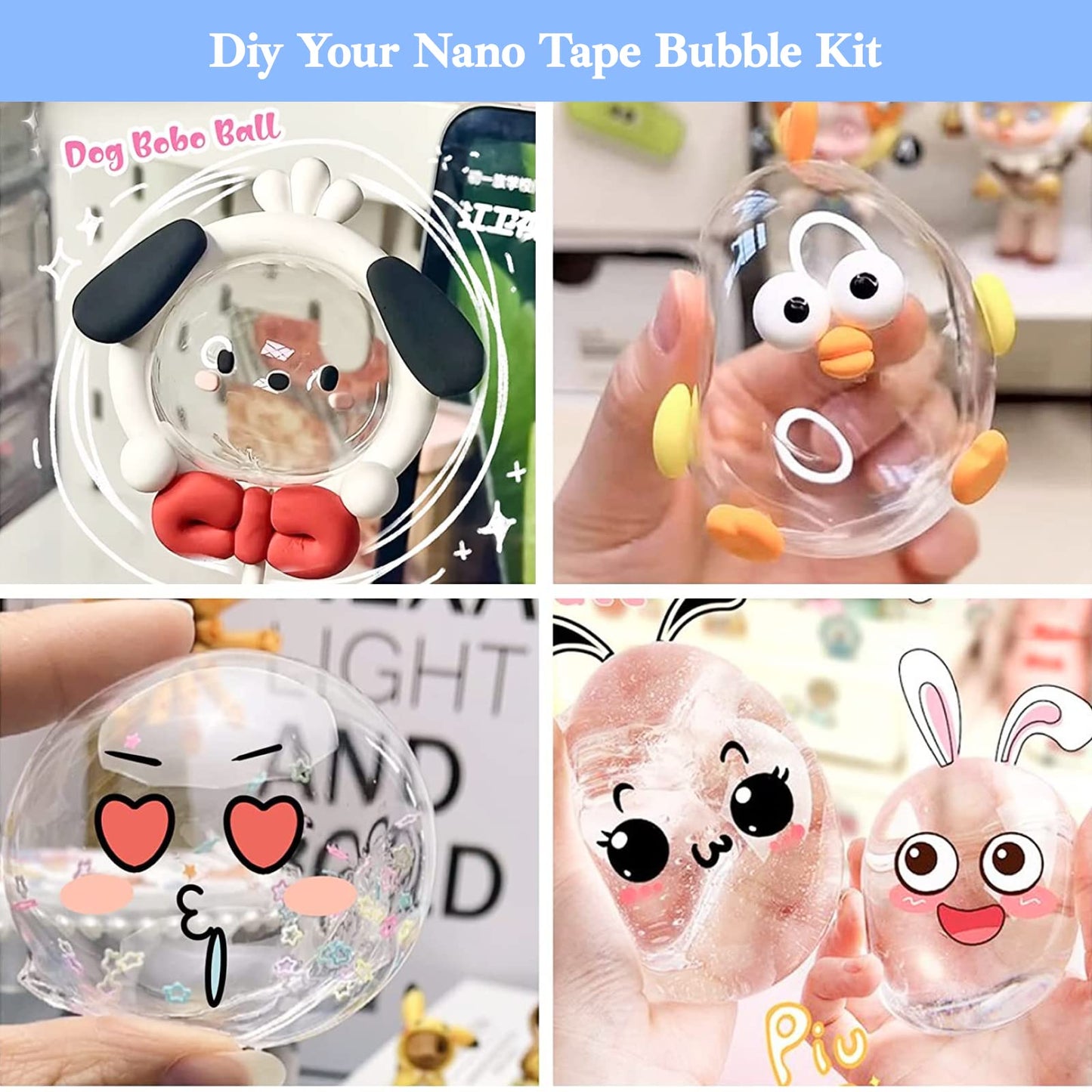 JANESVISSY Nano Tape Bubble Kit – Creative DIY Bubble Craft for Kids 8+, Two Tape Sizes Included