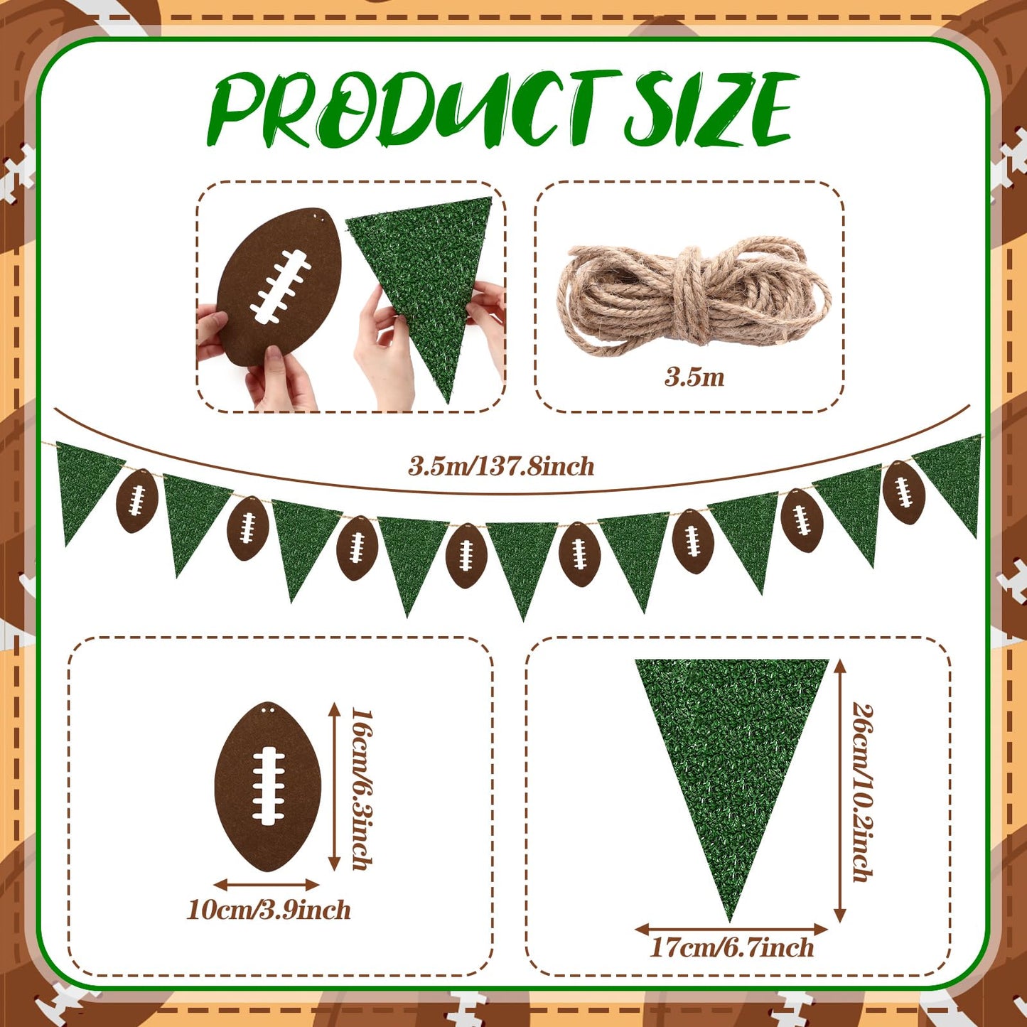 Janinka 11.5ft Football Party Decorations – Felt Flags & Footballs Garland