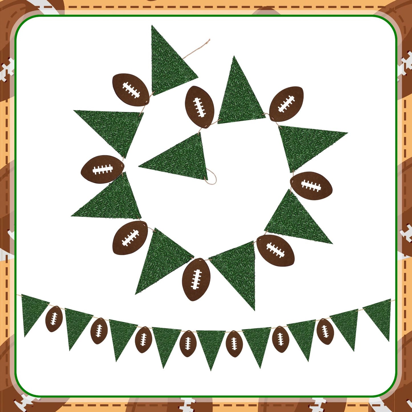 Janinka 11.5ft Football Party Decorations – Felt Flags & Footballs Garland