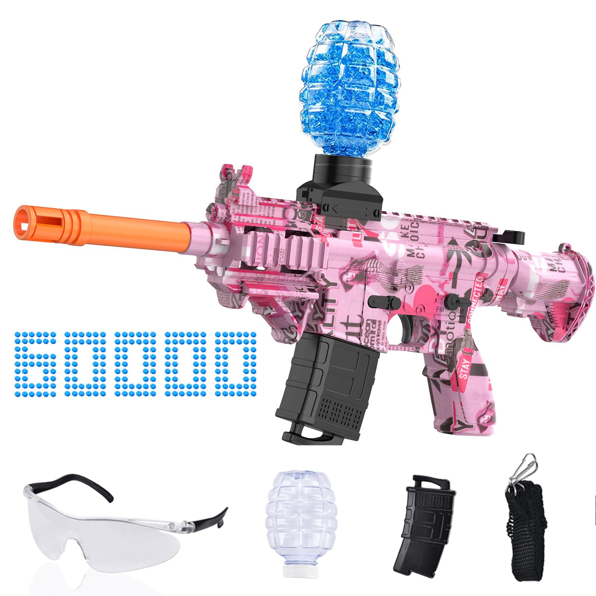JANNIRESS Electric Gel Ball Blaster Pink – Eco-Friendly Auto Splatter Ball Toy for Outdoor Play
