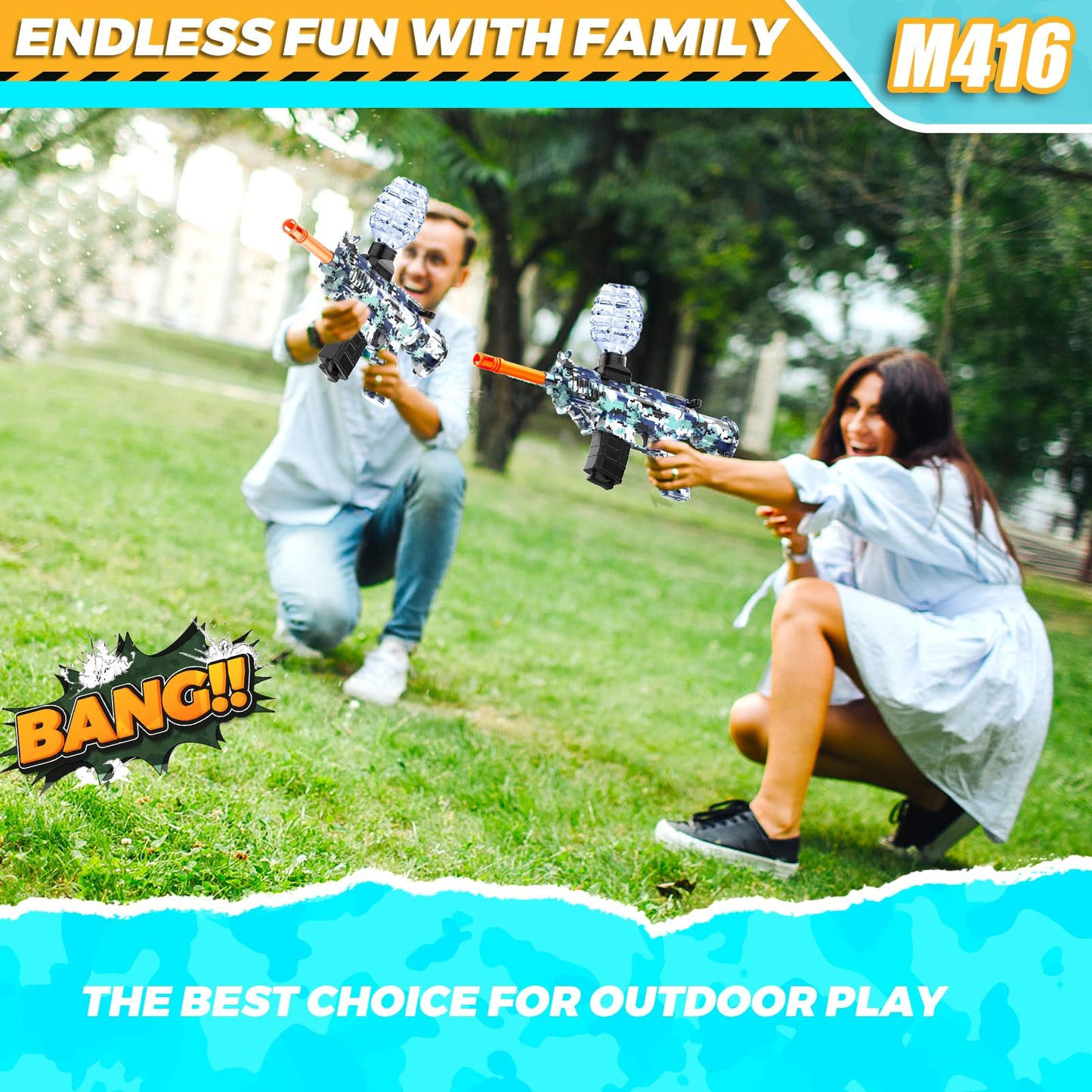 JANNIRESS Electric Splatter Ball Blaster – Eco-Friendly Auto-Mode Outdoor Game