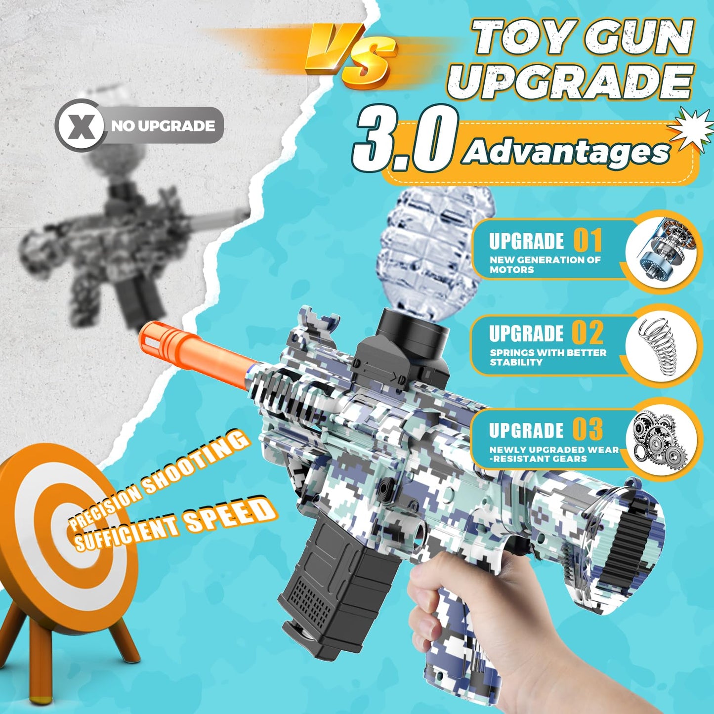 JANNIRESS Electric Splatter Ball Blaster – Eco-Friendly Auto-Mode Outdoor Game