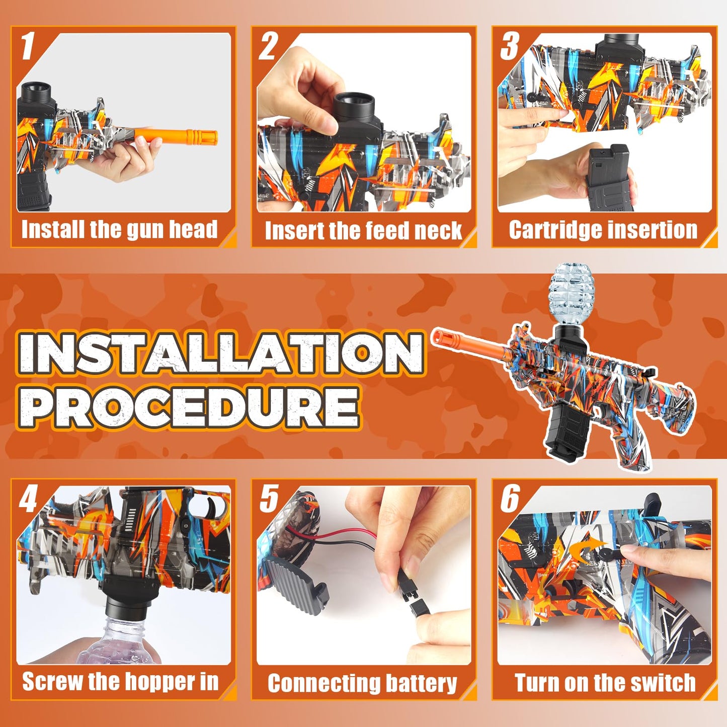 JANNIRESS Electric Gel Ball Blaster – Eco-Friendly Auto Splatter Ball Blaster (Brown)