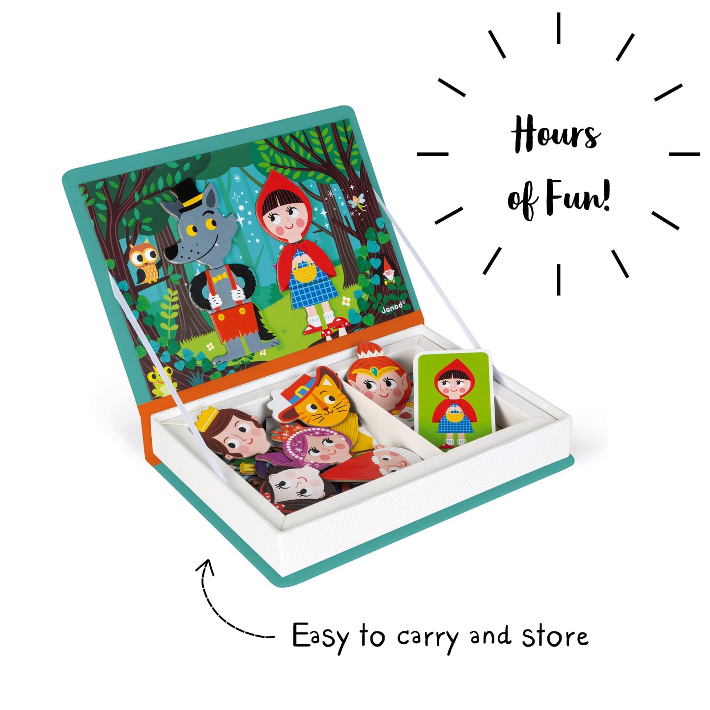 Janod Magneti'Book Fairy Tales — 40-Piece Magnetic Educational Set for Imagination and Motor Skills (Ages 3+) | J02588