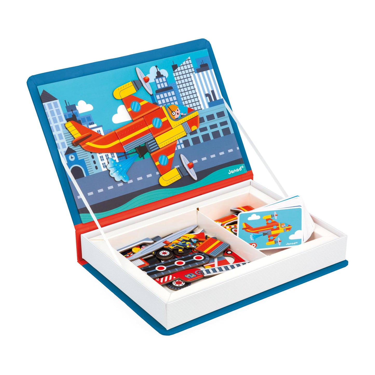 Janod Magnéti'Book Firefighters – Magnetic Educational Game for Kids 3+ | 60 Magnets, 18 Models