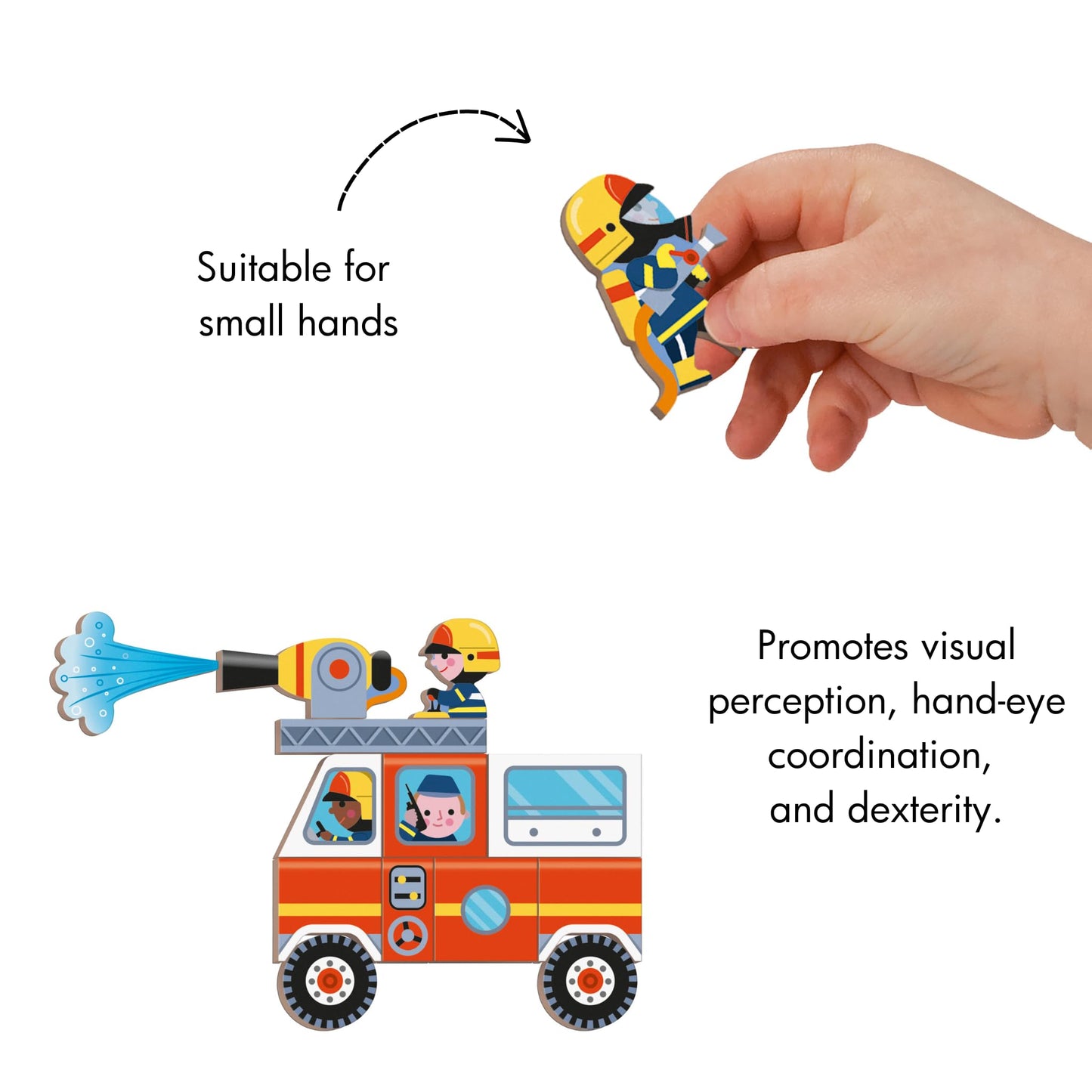 Janod Magnéti'Book Firefighters – Magnetic Educational Game for Kids 3+ | 60 Magnets, 18 Models