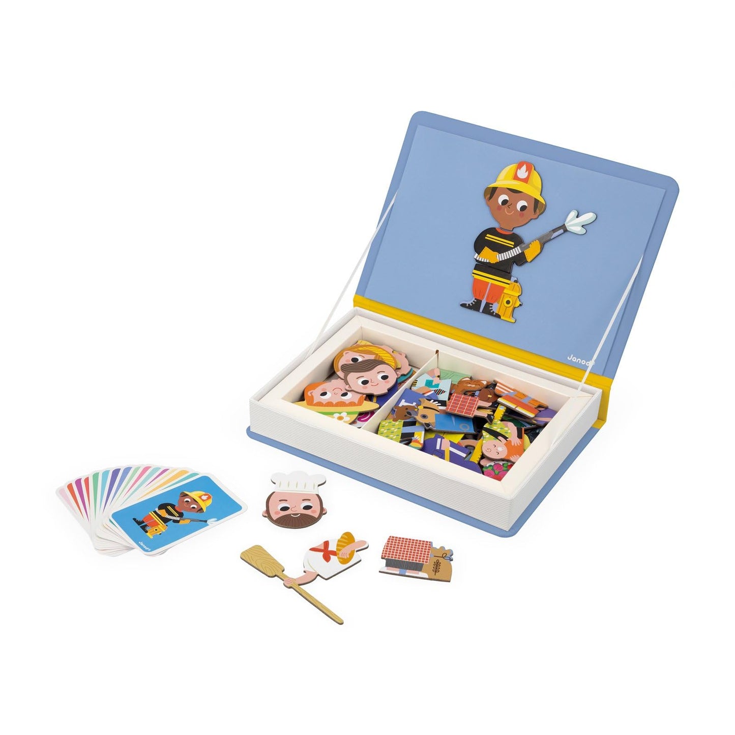 Janod Magnéti'Book Métiers – Magnetic Educational Game for Kids 3+ | 48 Magnets + 16 Model Cards