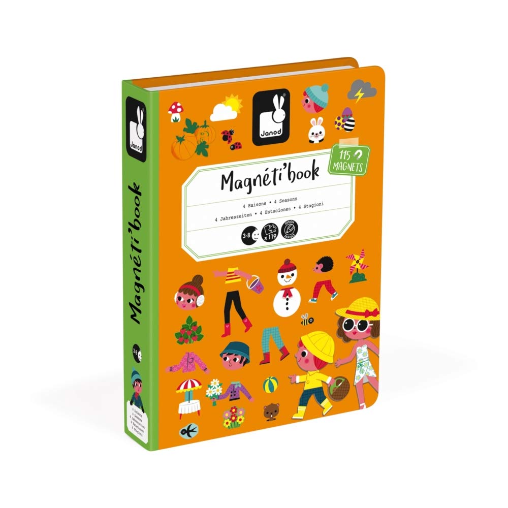 Janod MagnetiBook 120-Piece Magnetic 4 Seasons Game | Travel Case Included | Ages 3+