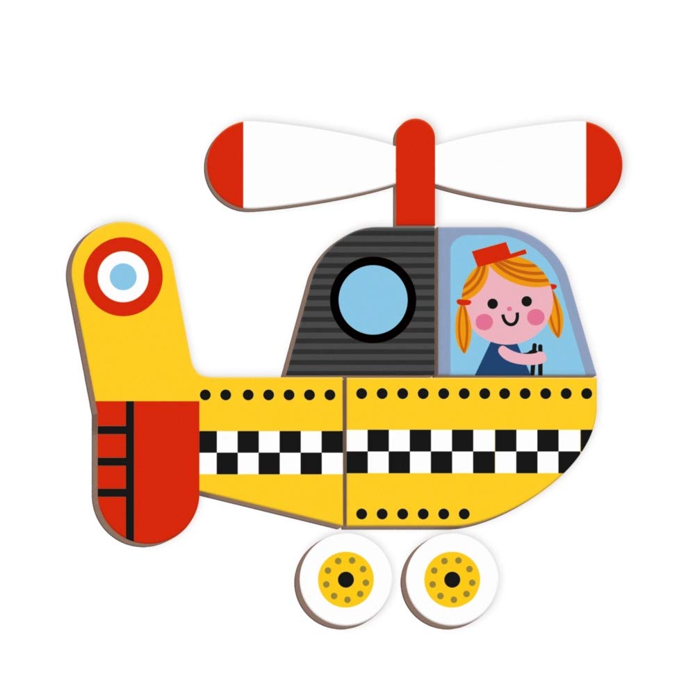 Janod MagnetiBook 69-piece Magnetic Racers Vehicle Game – Ages 3+, Build, Create & Learn