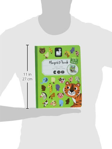 Janod MagnetiBook 41 pc Magnetic Animal Mix & Match Game – Creative Play, Fine Motor Skills, Safe Travel Storage