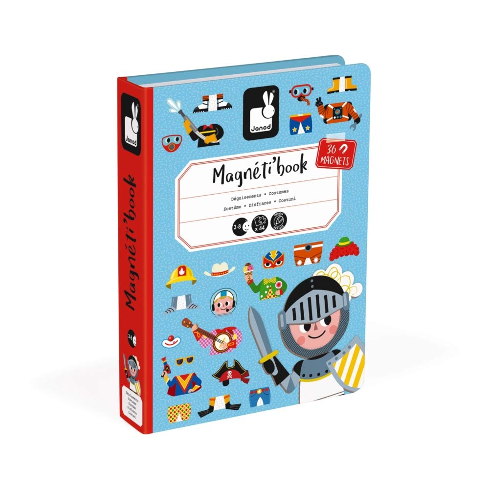 Janod MagnetiBook 45-Piece Magnetic Dress-Up for Boys – Travel-Ready Imaginative Play & Fine Motor Skills