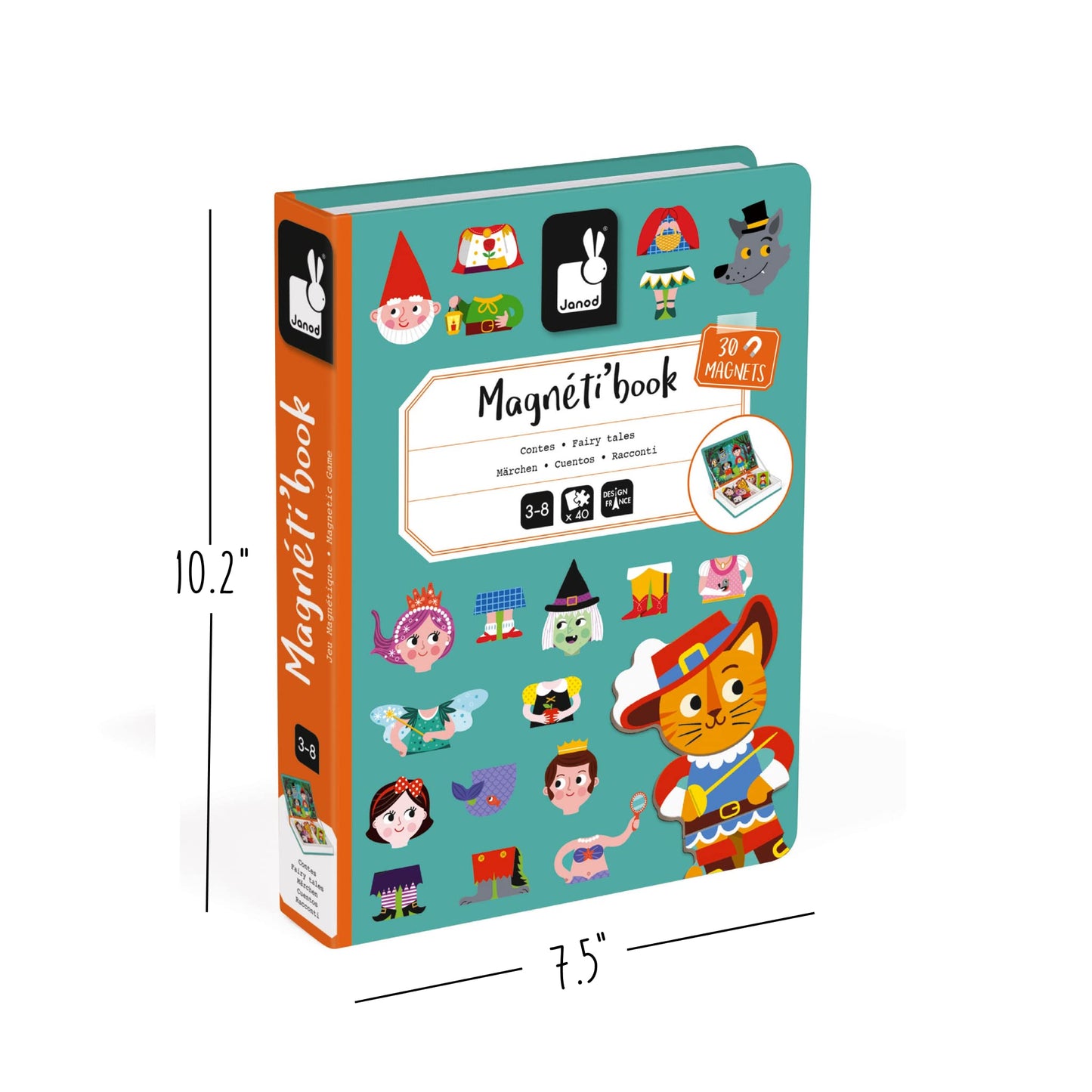Janod Magneti'Book Fairy Tales — 40-Piece Magnetic Educational Set for Imagination and Motor Skills (Ages 3+) | J02588