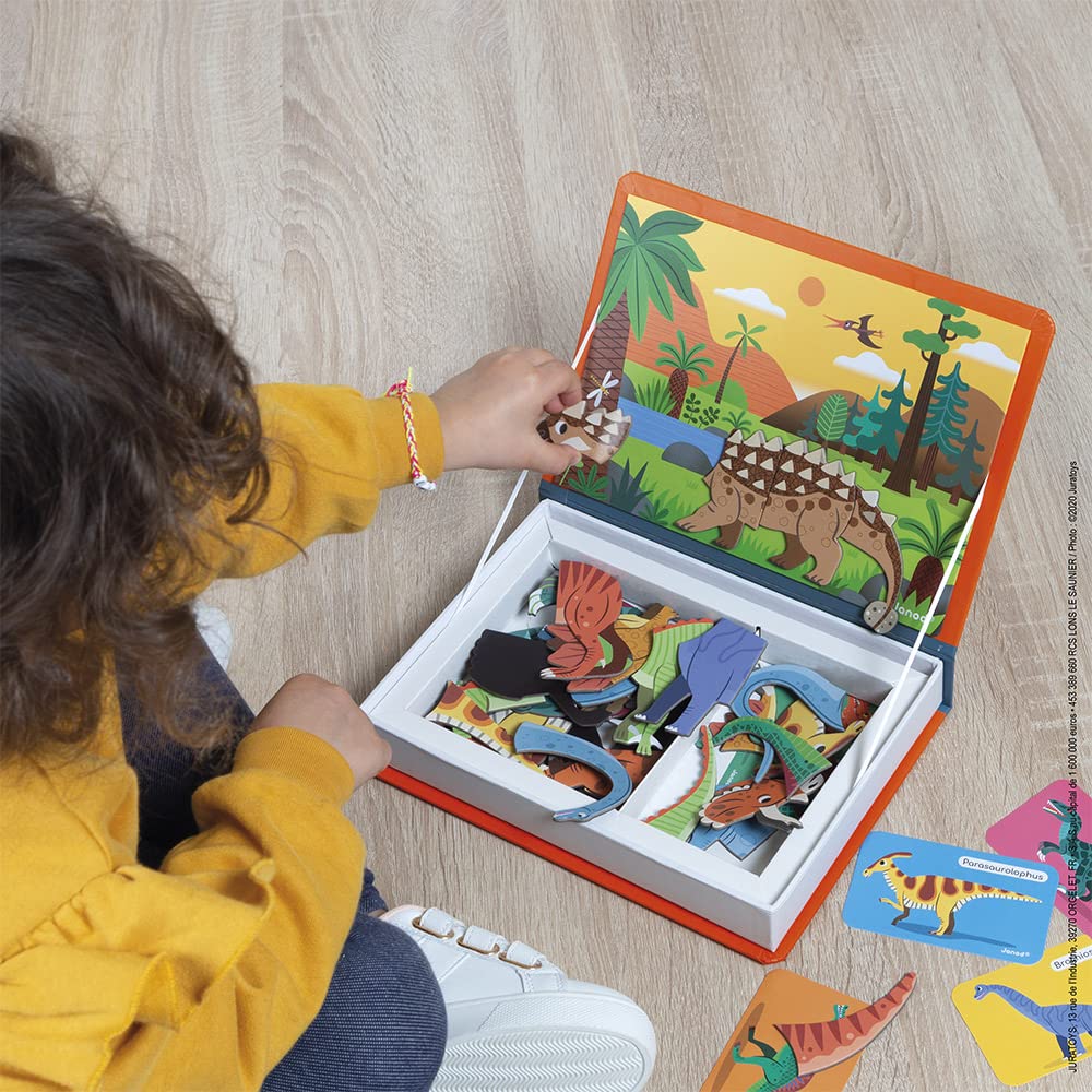 Janod Magnetibook Dinosaur Mix & Match – 51 Pieces, Ages 3+ | Travel Case