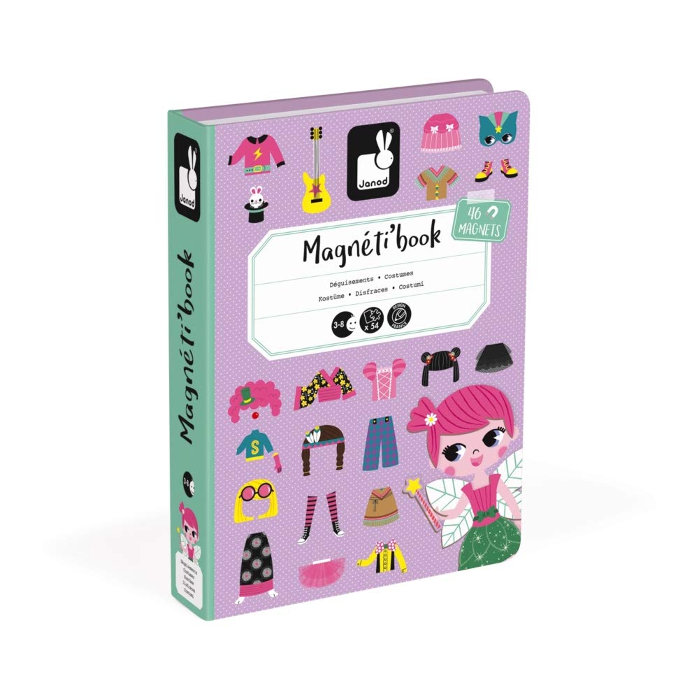 Janod MagnetiBook 55 pc Magnetic Girl's Costumes Game – Creative Play, STEM Learning, Confidence