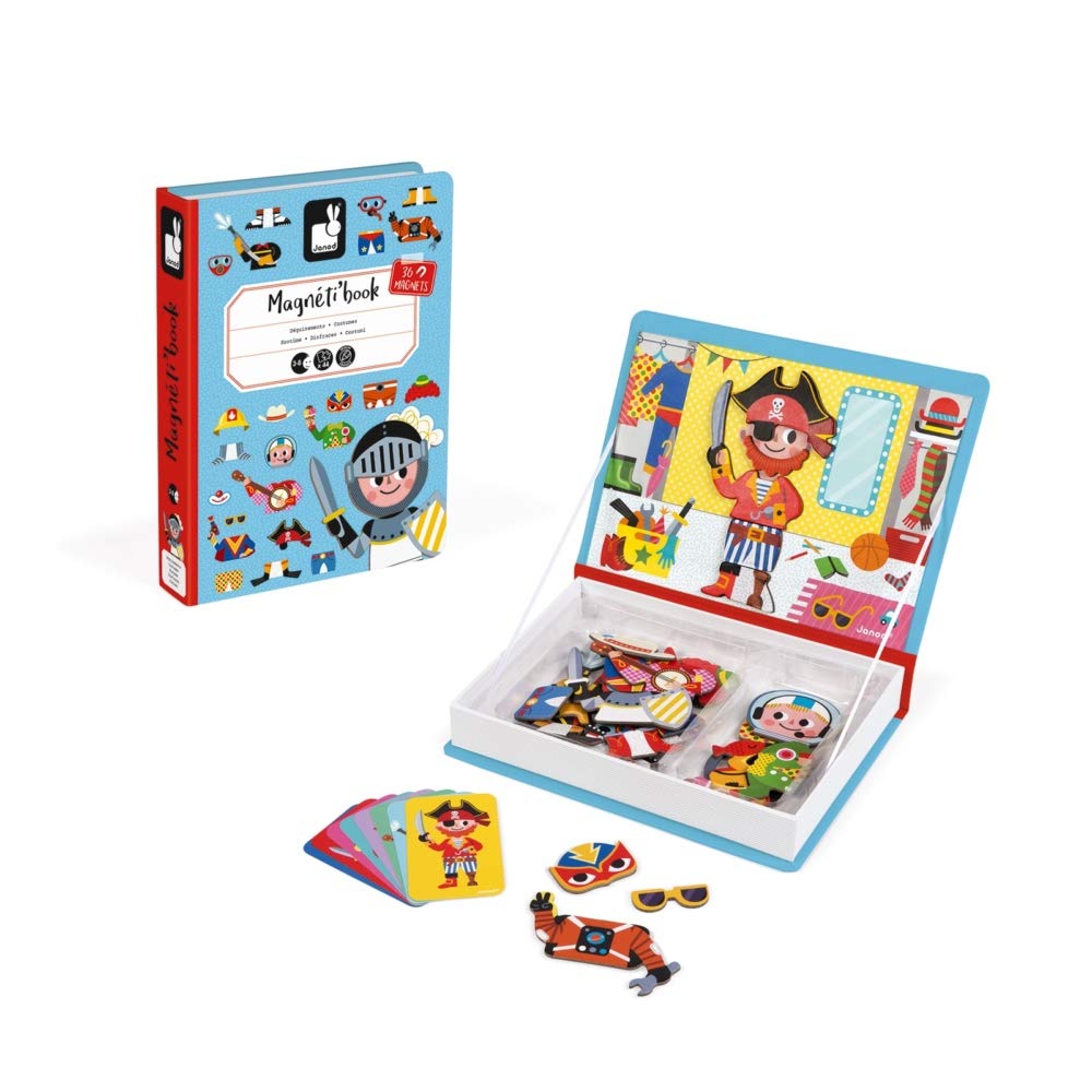Janod MagnetiBook 45-Piece Magnetic Dress-Up for Boys – Travel-Ready Imaginative Play & Fine Motor Skills
