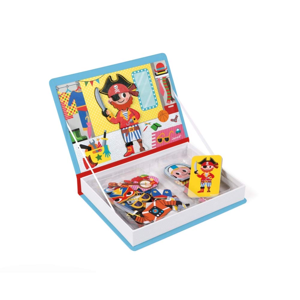 Janod MagnetiBook 45-Piece Magnetic Dress-Up for Boys – Travel-Ready Imaginative Play & Fine Motor Skills