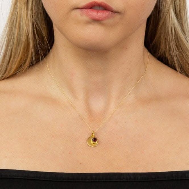 January Yellow Gold Plated Birthstone Engravable Disc Necklace P5008