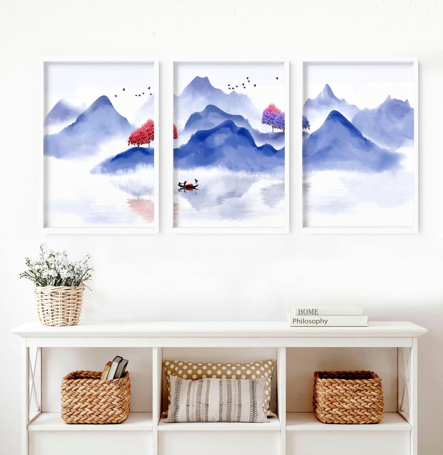 Wall pictures for living room | set of 3 Japanese wall art