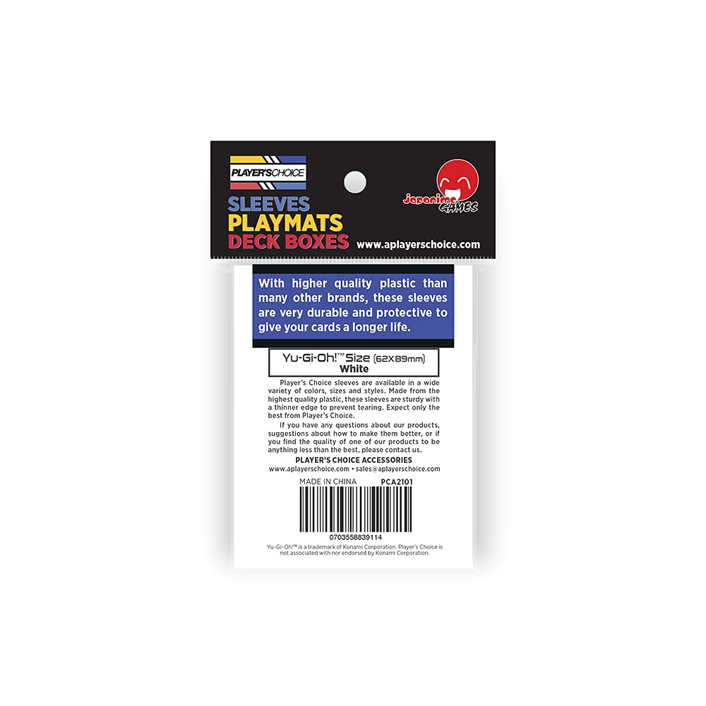 Japanime Games Player's Choice Mini White Sleeves – Yu-Gi-Oh Size