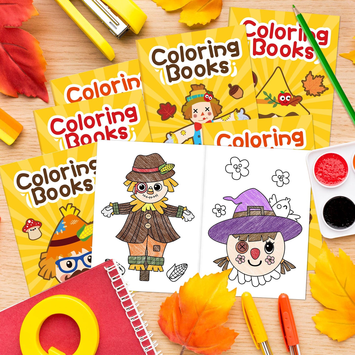 JAPBOR Fall Scarecrow Coloring Books – 24 Mini Autumn Pages for Kids