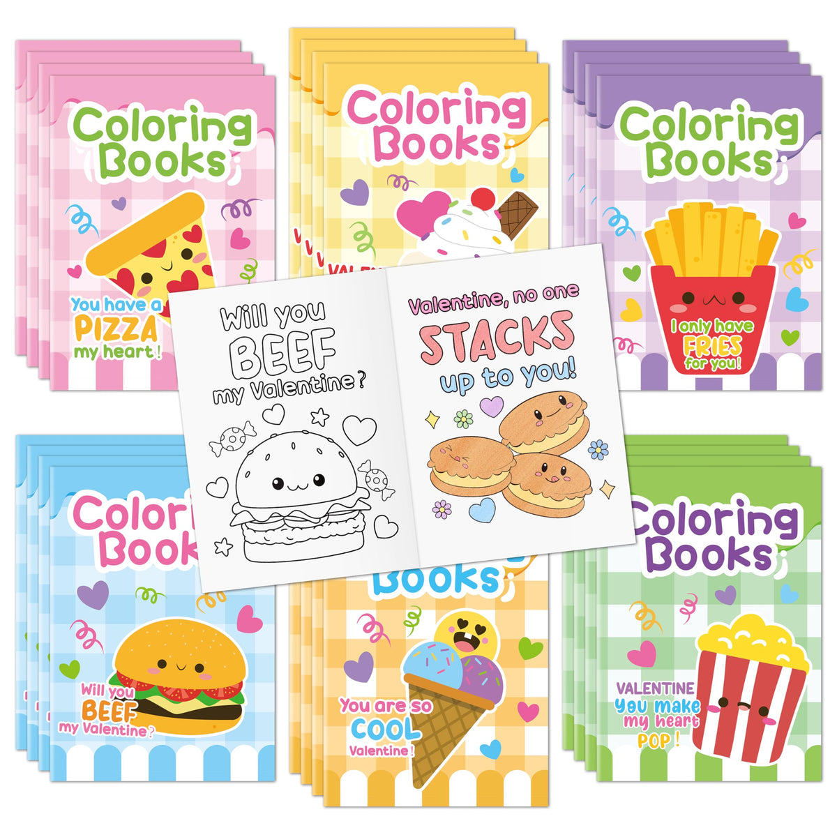 JAPBOR Valentine's Day Dessert Coloring Books – 24 Mini Pages for Kids