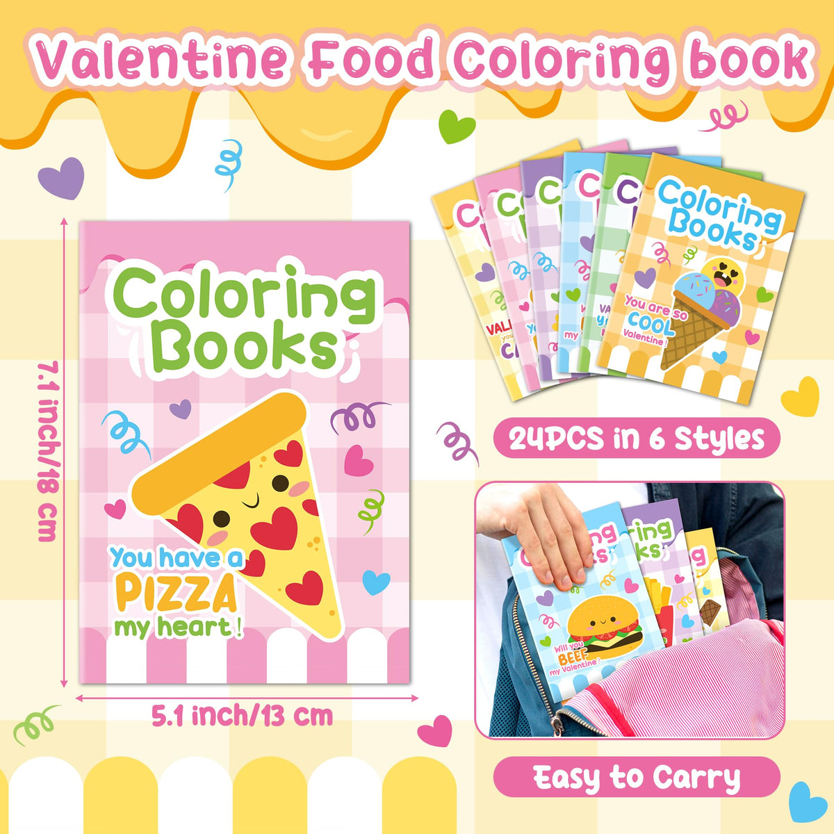 JAPBOR Valentine's Day Dessert Coloring Books – 24 Mini Pages for Kids