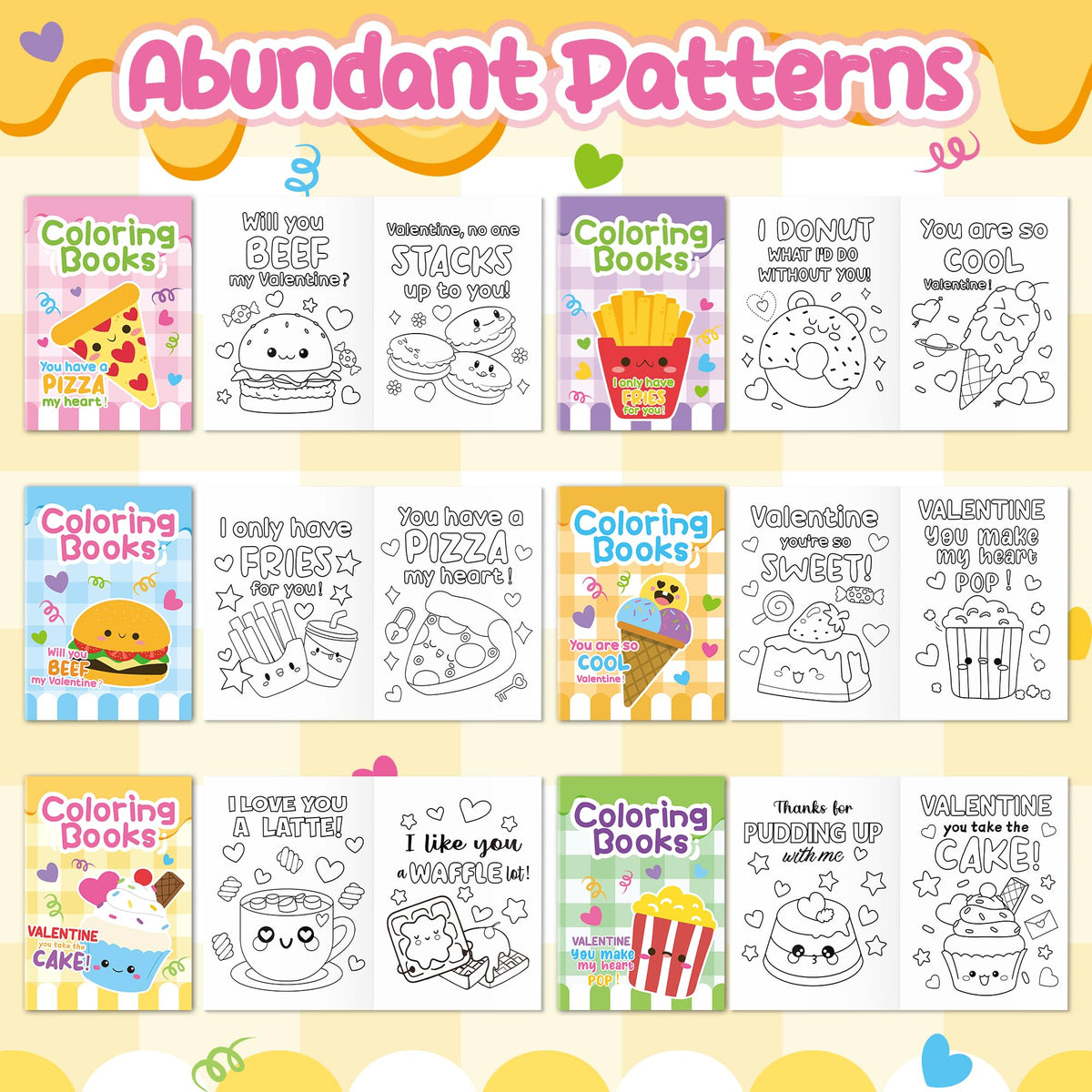 JAPBOR Valentine's Day Dessert Coloring Books – 24 Mini Pages for Kids