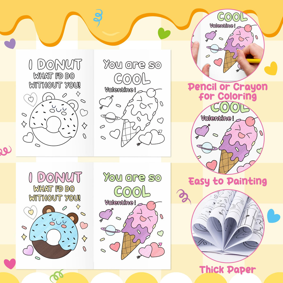 JAPBOR Valentine's Day Dessert Coloring Books – 24 Mini Pages for Kids