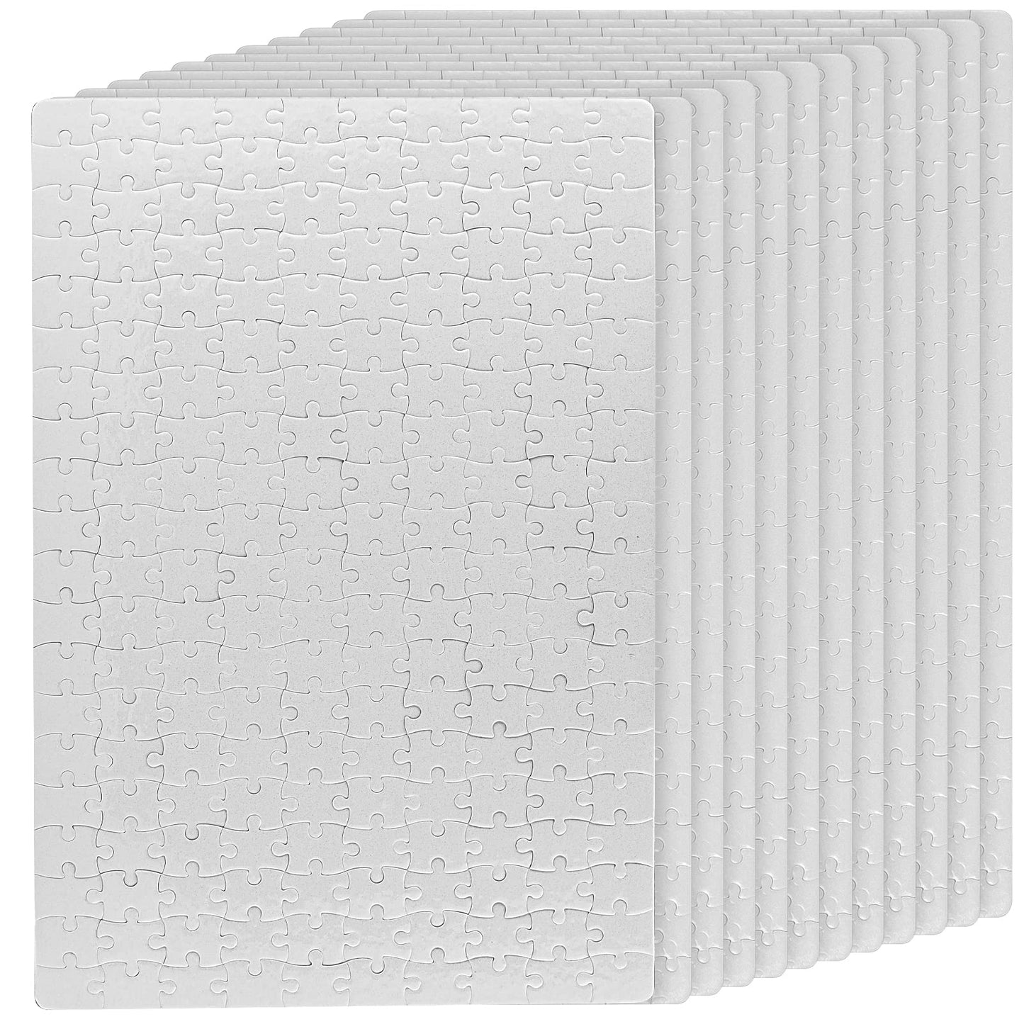 JAPCHET 12 Sets Sublimation Puzzle Blanks – 200-Piece White Jigsaws for Heat Press