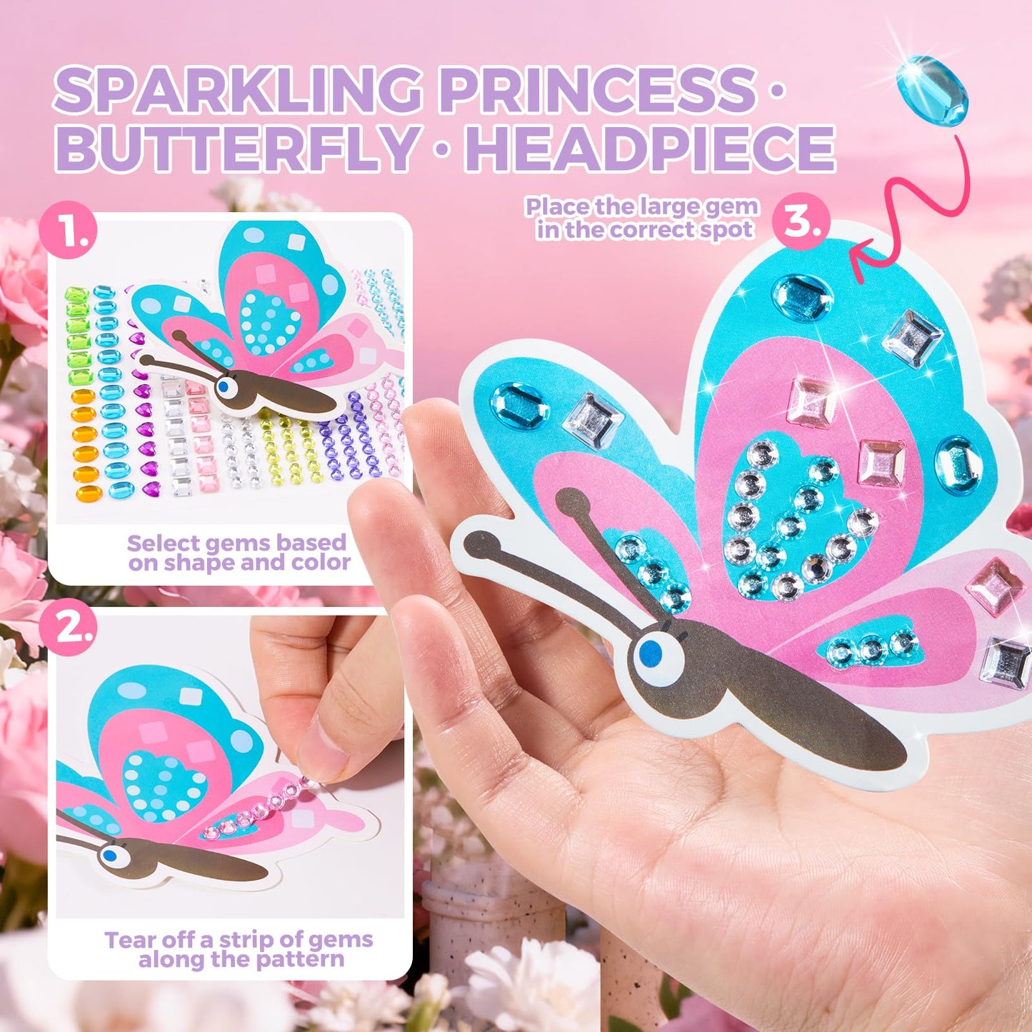 Jar Melo 3-in-1 Princess Garden Poke Crafts Kit for Girls | Diamond Art & DIY Toys