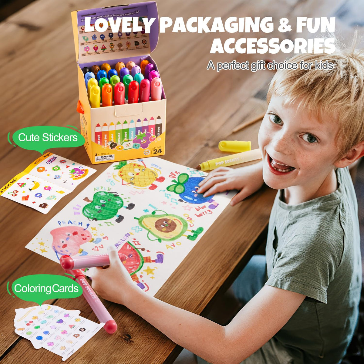 Jar Melo Scented Washable Markers – 24 Colors for Kids 4-8 | Safe, Non-Toxic, Washable Art Supplies
