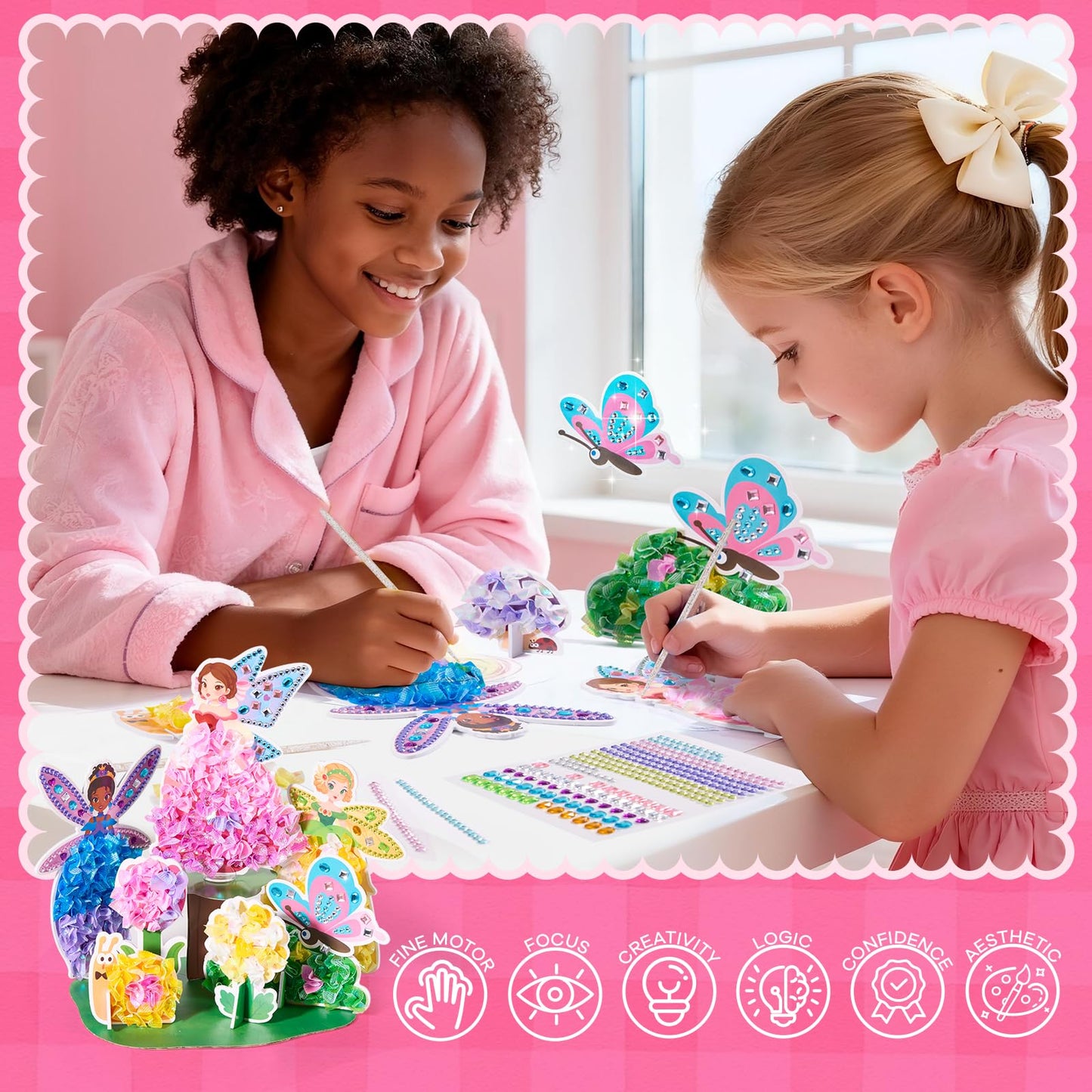 Jar Melo 3-in-1 Princess Garden Poke Crafts Kit for Girls | Diamond Art & DIY Toys