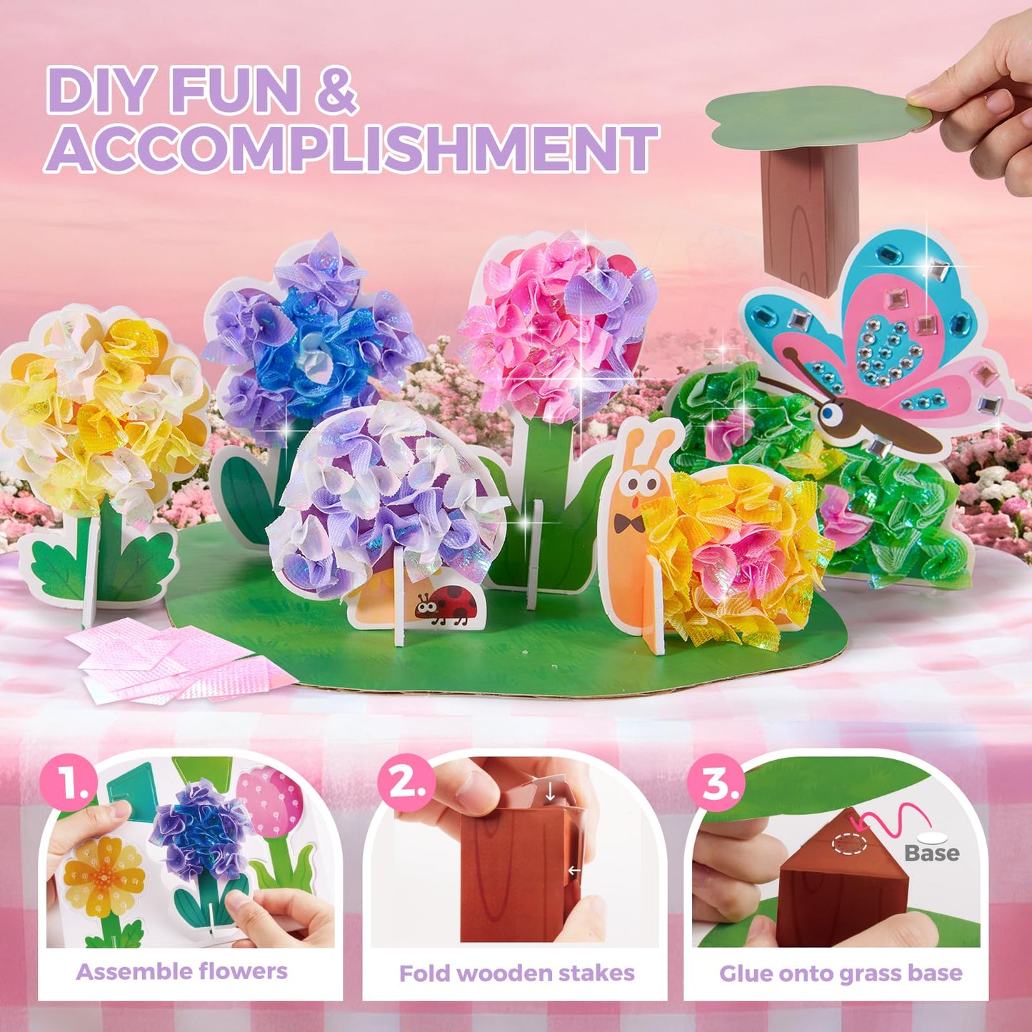 Jar Melo 3-in-1 Princess Garden Poke Crafts Kit for Girls | Diamond Art & DIY Toys