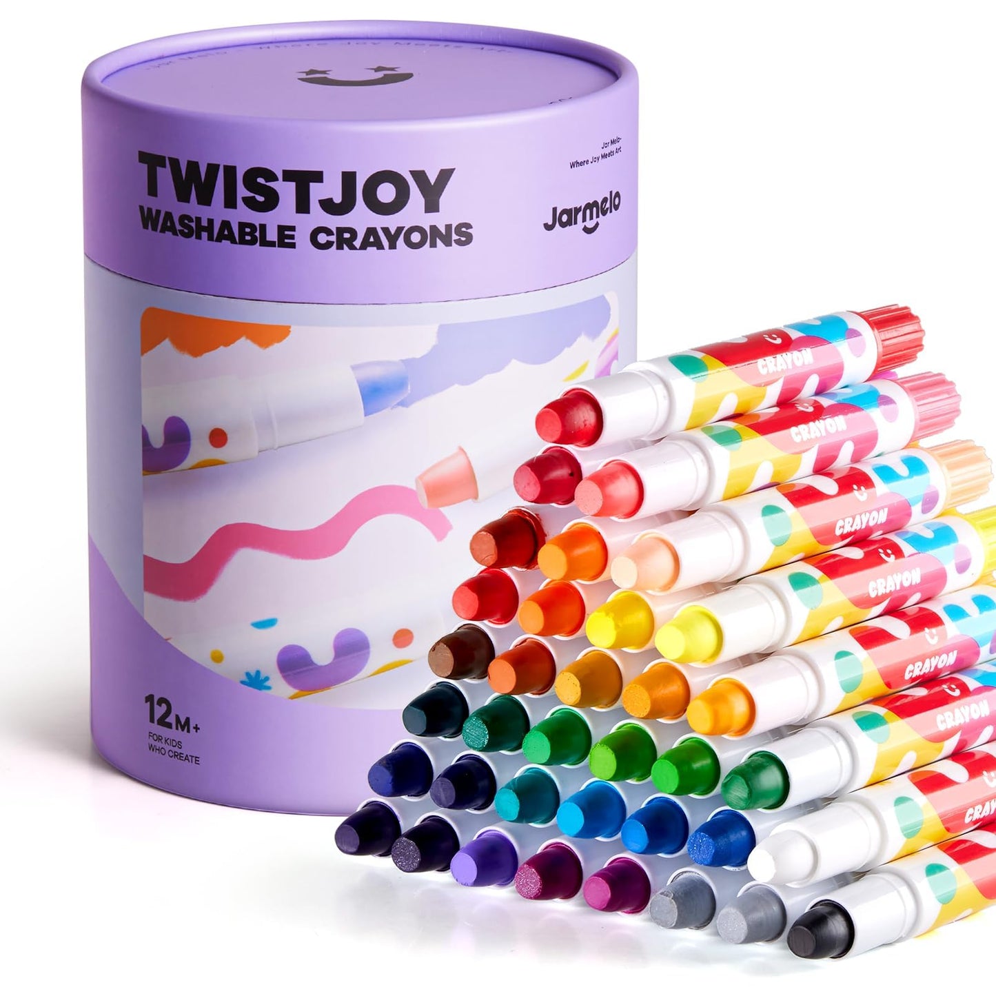 Jar Melo Jumbo Crayons for Toddlers – 36 Colors, TwistJoy, Non-Toxic & Washable